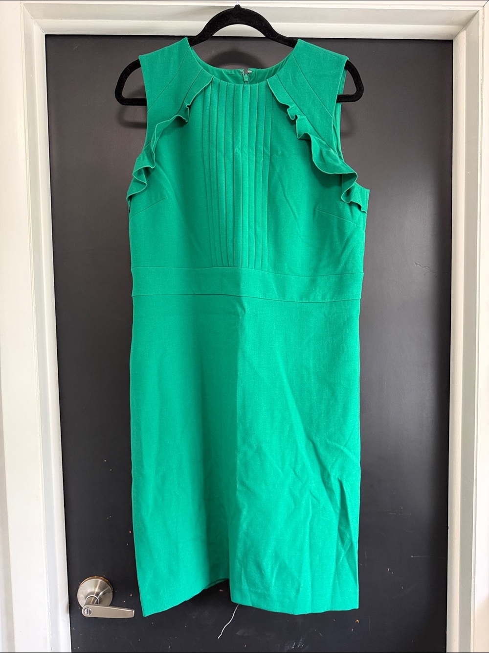 Ann Taylor Emerald Green Pleated Sheath Dress